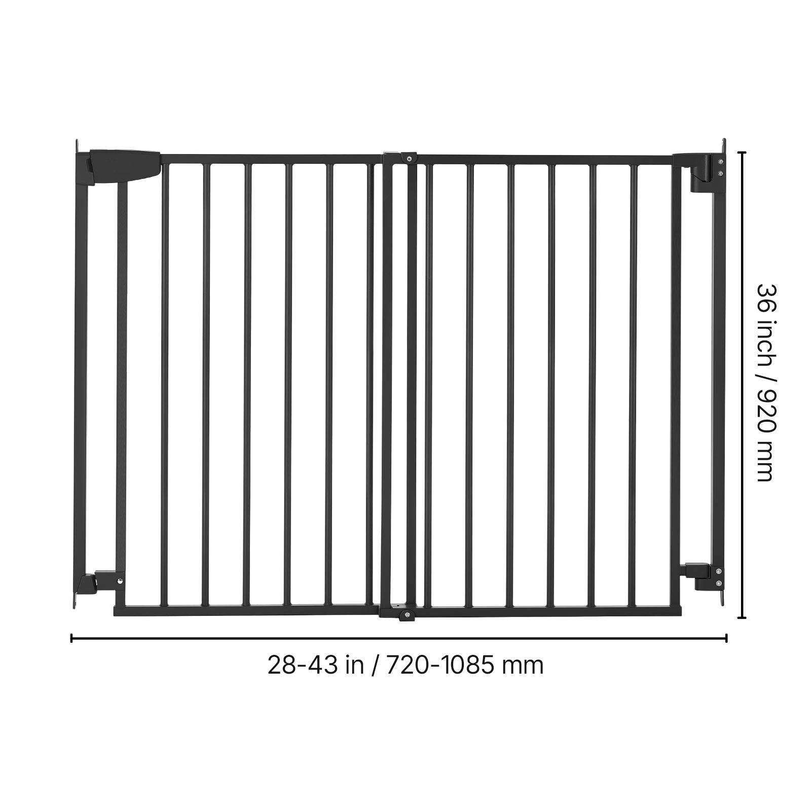 HONGGE Baby Gate for Stairs Adjustable Width Dog No Bottom Bar One-Handed Operation Easy Drilling Installation