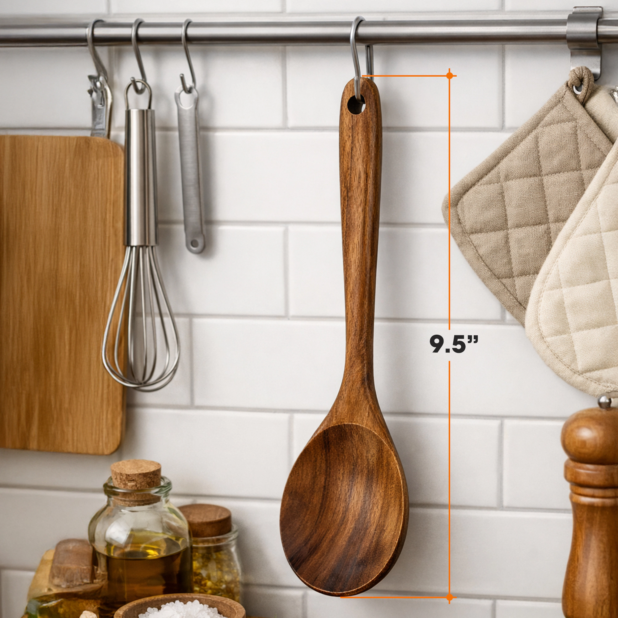 Cheer Collection Teak Wood Cooking Spoon with Deep Bowl for Mixing and Serving
