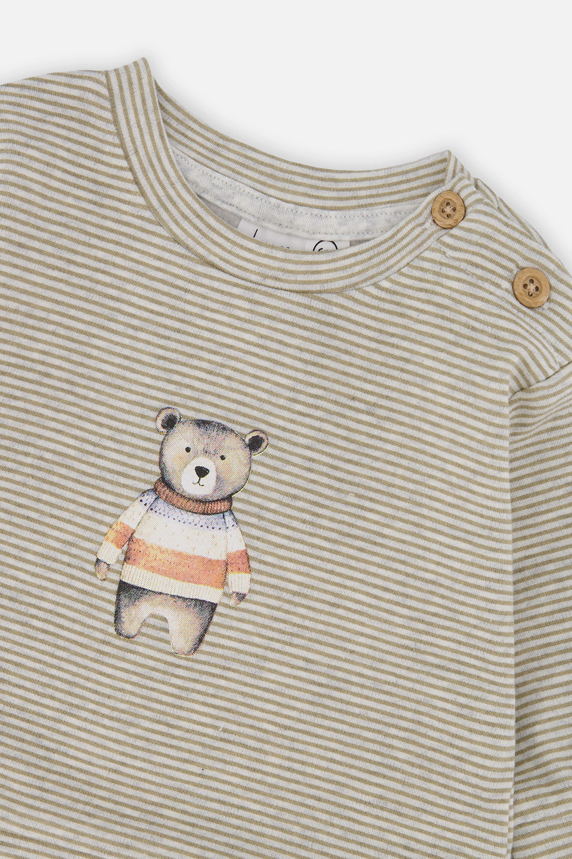Deux par Boys Organic Cotton Striped Pants and Top Set with Bear Detail