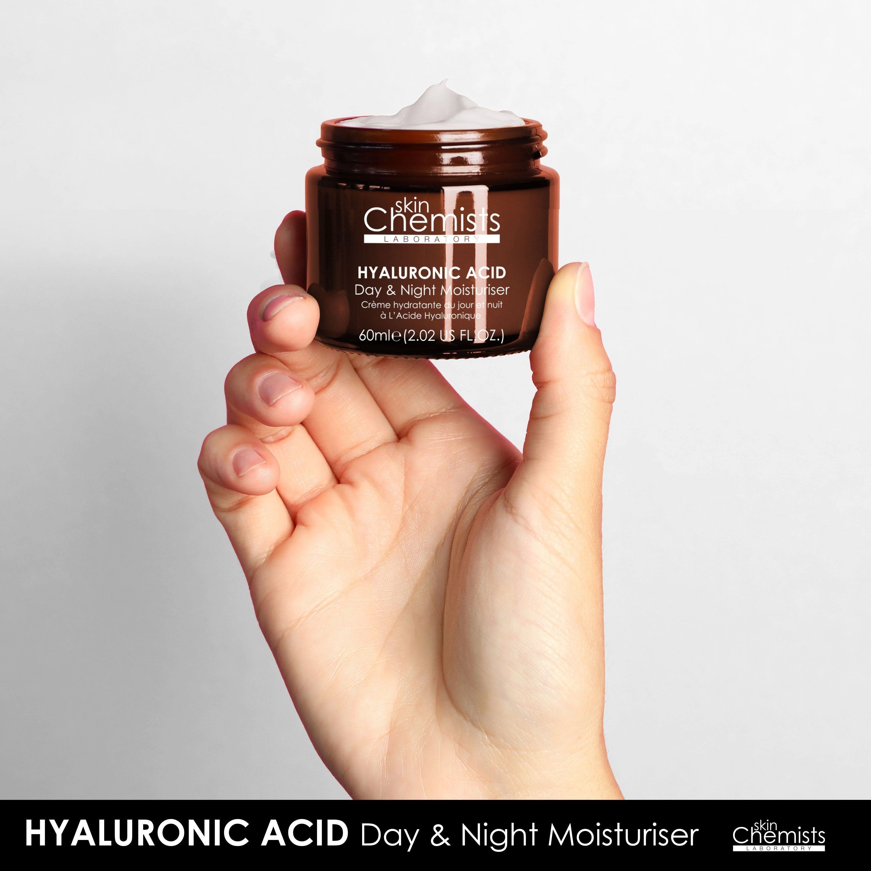 skinChemists Hyaluronic Acid Day Moisturiser 60ml - Deep Hydration for Dry, Mature Skin, Helps Smooth Fine Lines and Wrinkles