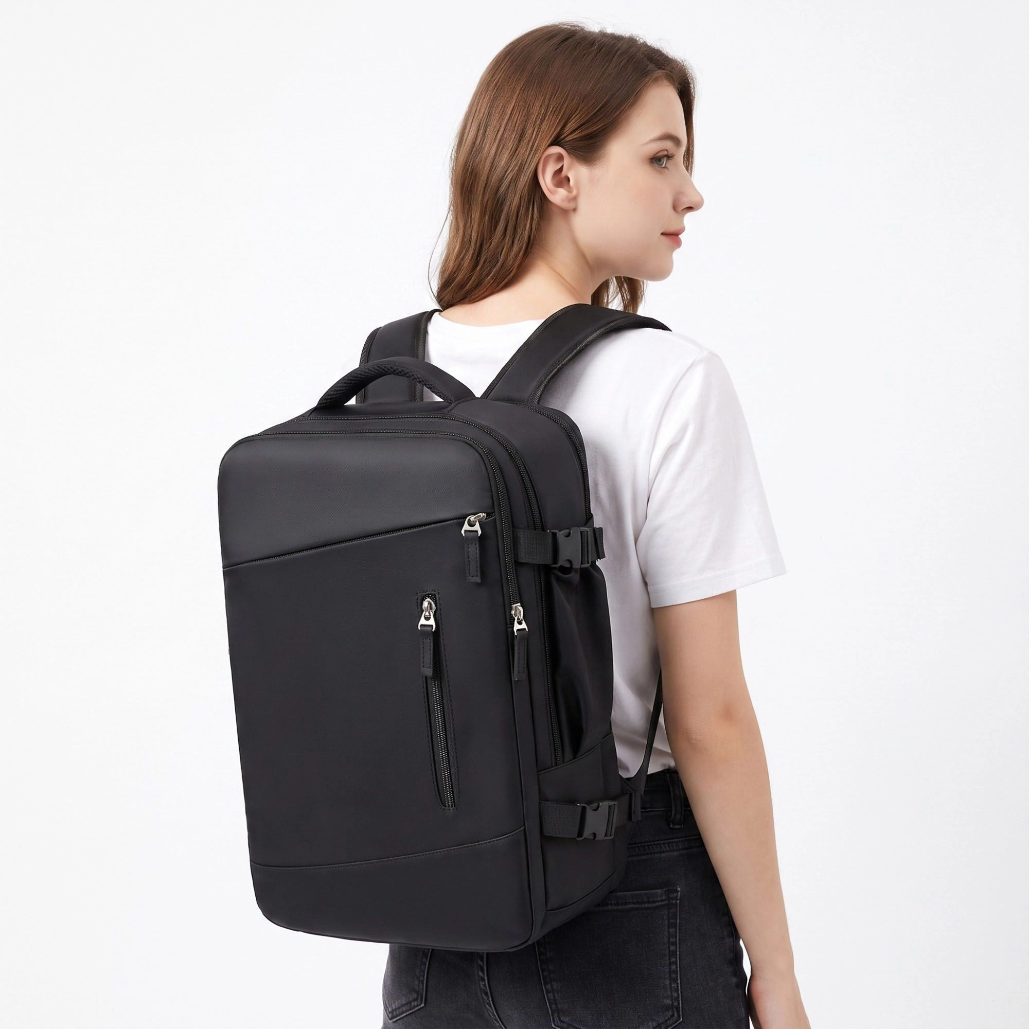 Alilang Women's Multi-Compartment Travel Backpack with Padded Straps, Side Pockets and Compression Buckles