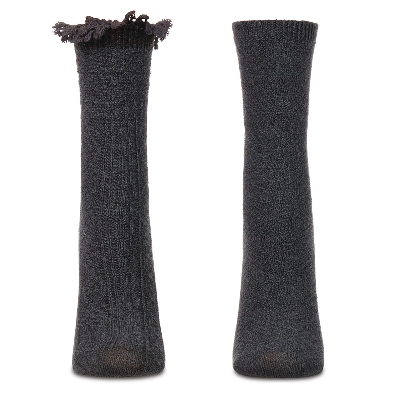 MeMoi 2 Pair Women's Combed Cotton-Rich Crew Socks