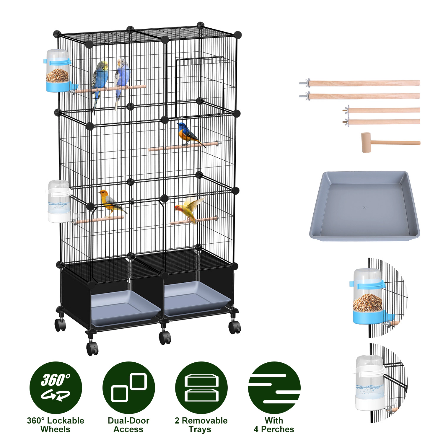 IMounTEK Unisex 46-Inch Rolling Bird Cage