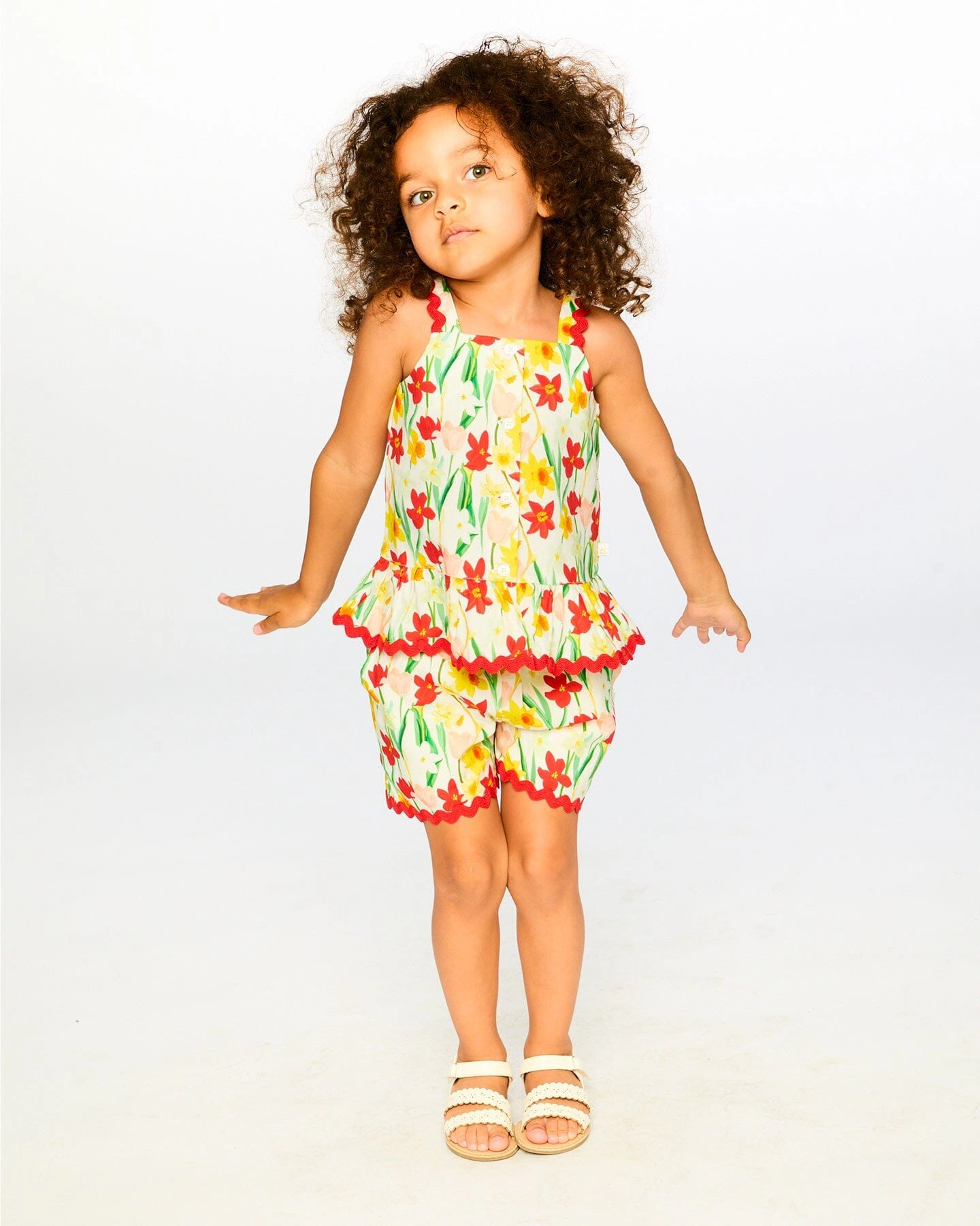 Deux par Deux Girls Viscose Shorts Daffodil Print