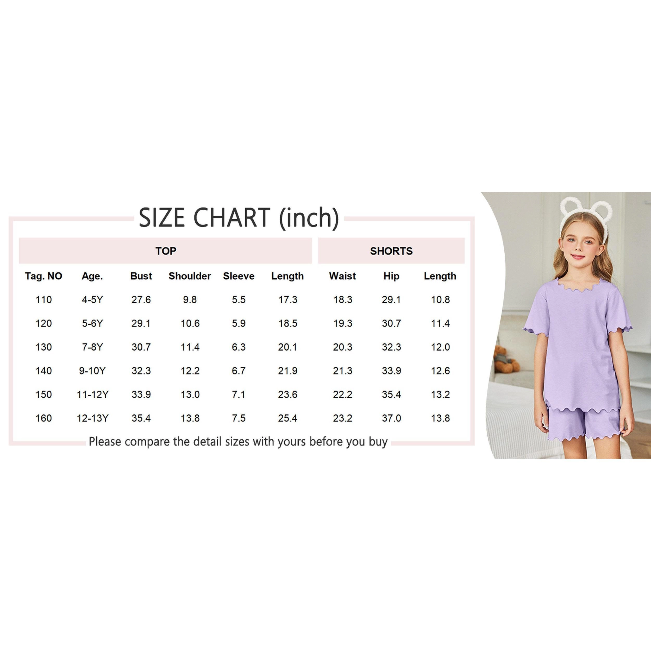 Arshiner Girls Pajama Set Short Sleeve Lounge Soft Shirring Summer Sleepwear Sets Flowers