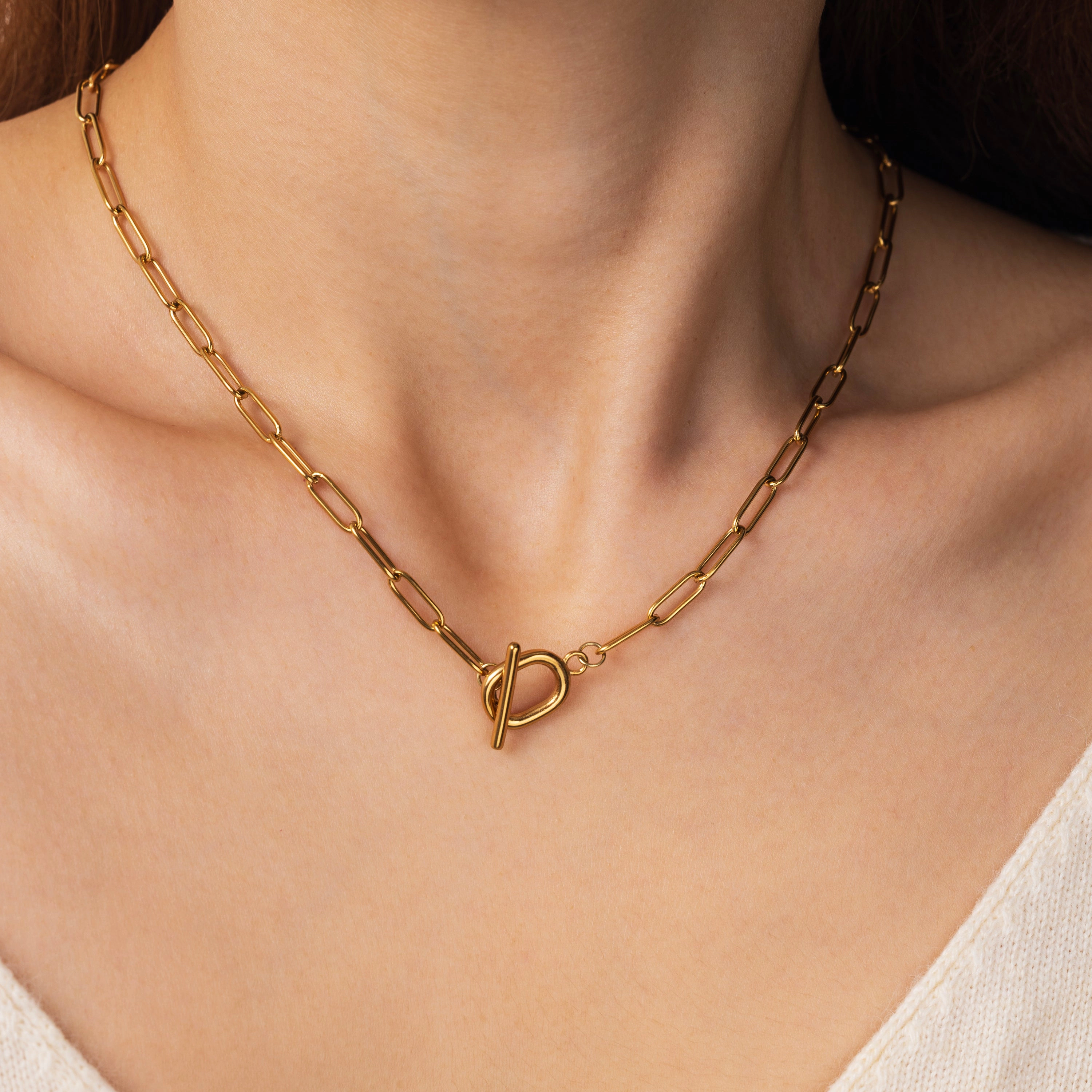 Mint & Lily Women's Toggle Clasp Paperclip Chain Necklace