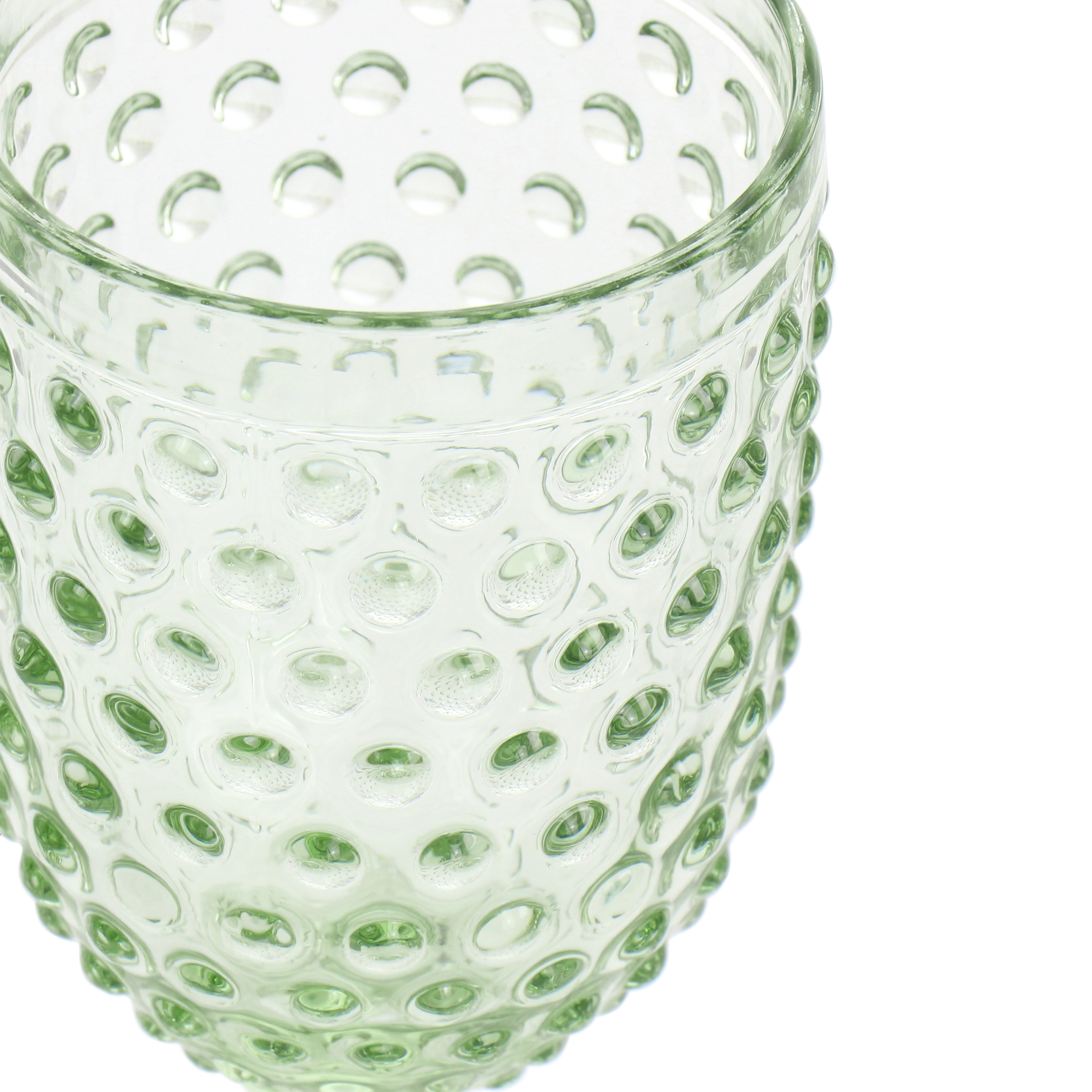 Martha Stewart 6 Piece 14.2 Ounce Clear Glass Hobnail Goblet Drinkware Set Pink
