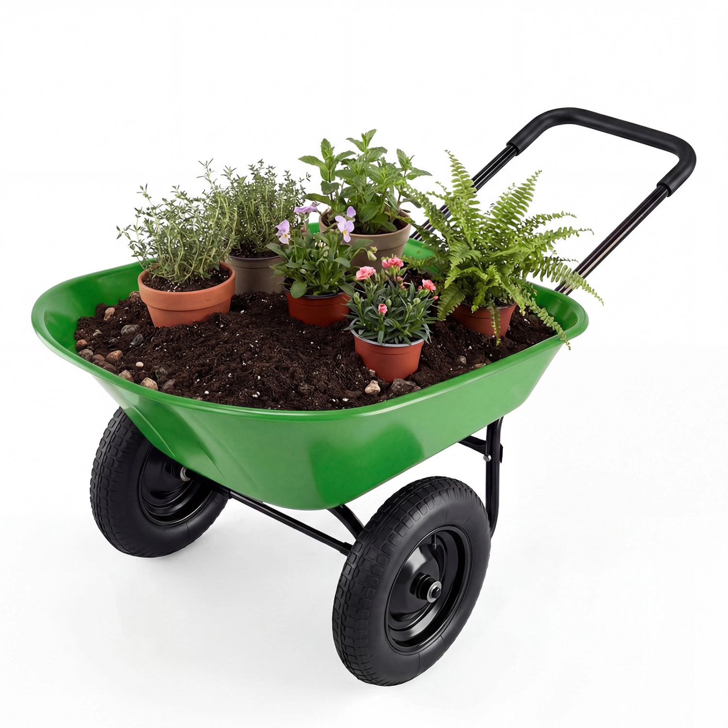 LJG 2 Tire Heavy-Duty Dolly Utility Cart Wheelbarrow Garden