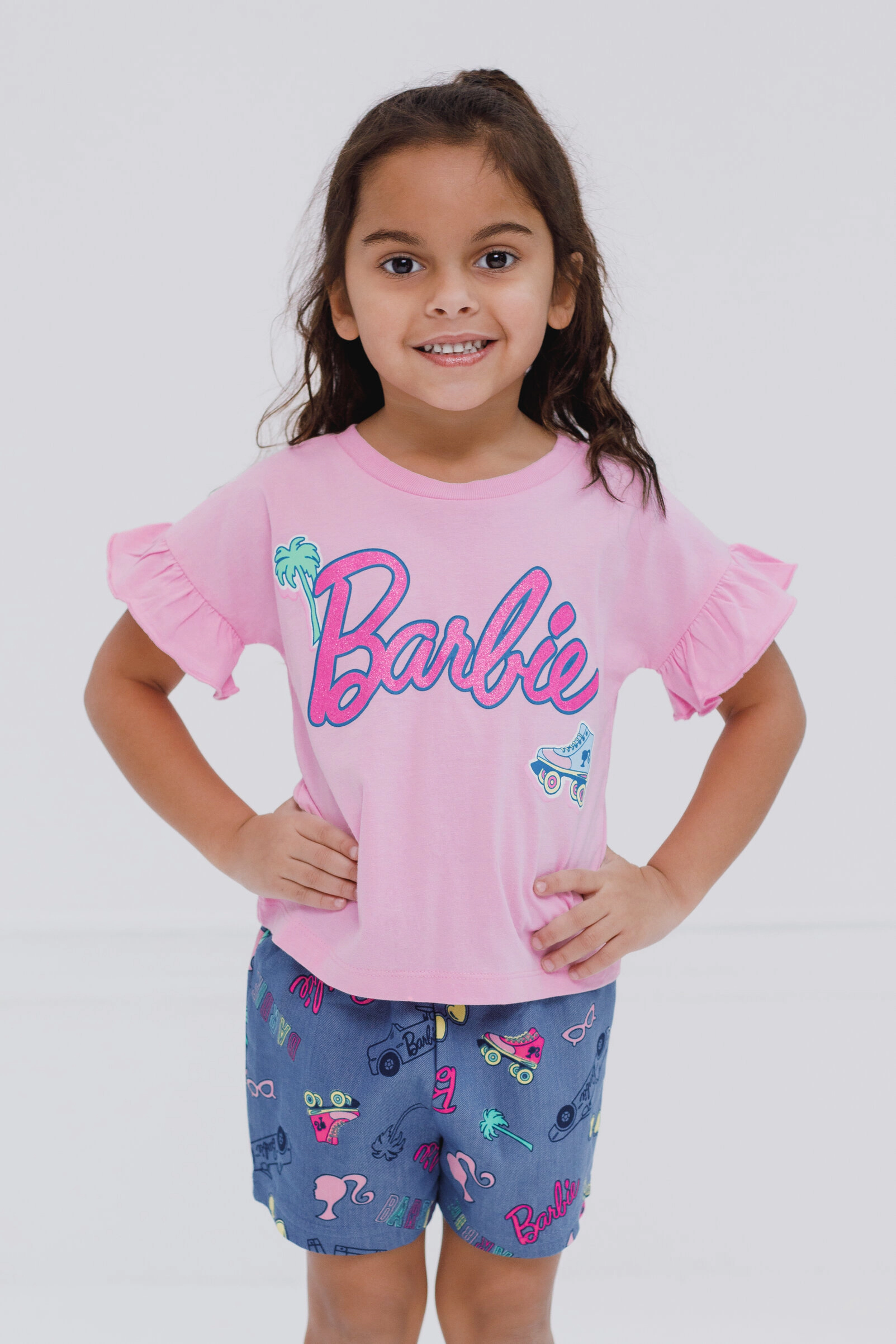 Barbie Girls' 2-Piece T-Shirt and Shorts Set