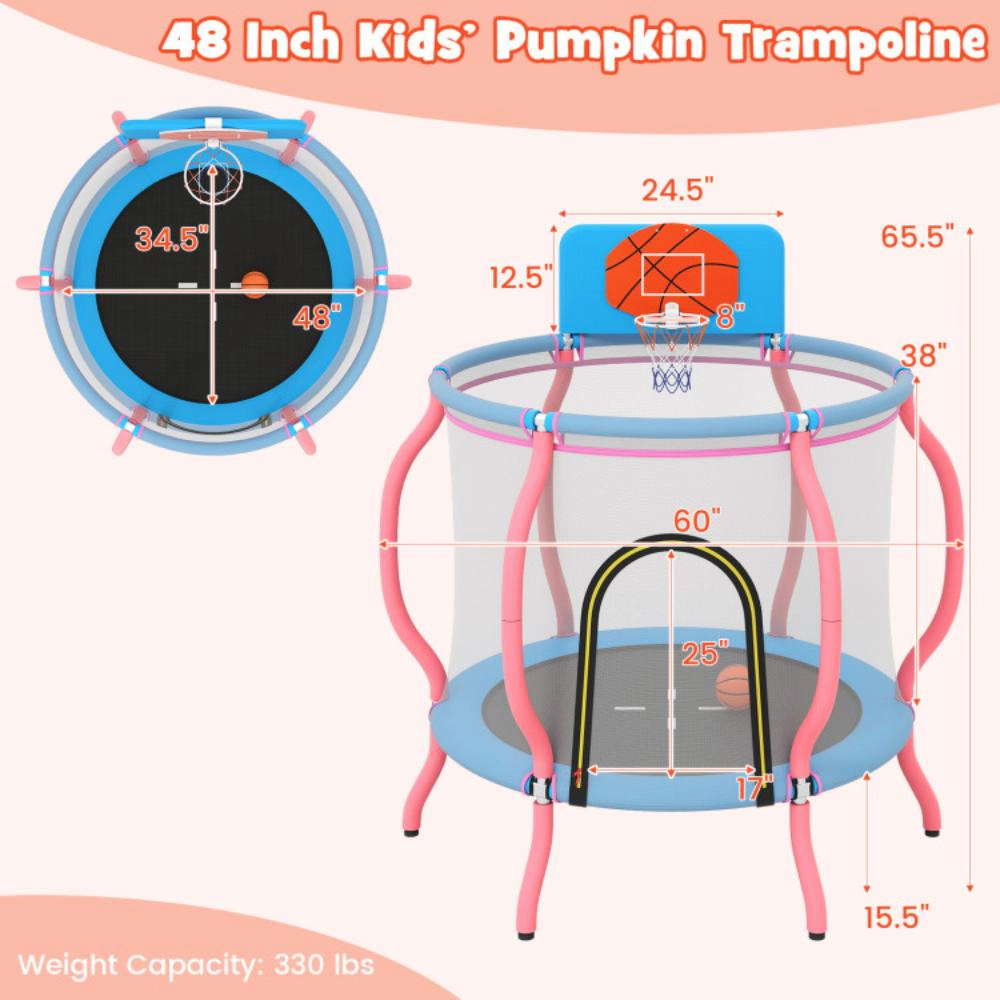 Hivvago Kids Trampoline Indoor & Outdoor Pumpkin Trampoline-Pink