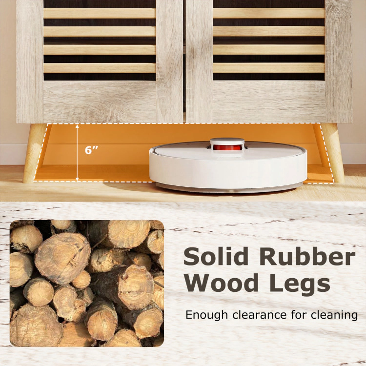 Hivvago Shoe Cabinet with Louvered Doors and Removable Shelves