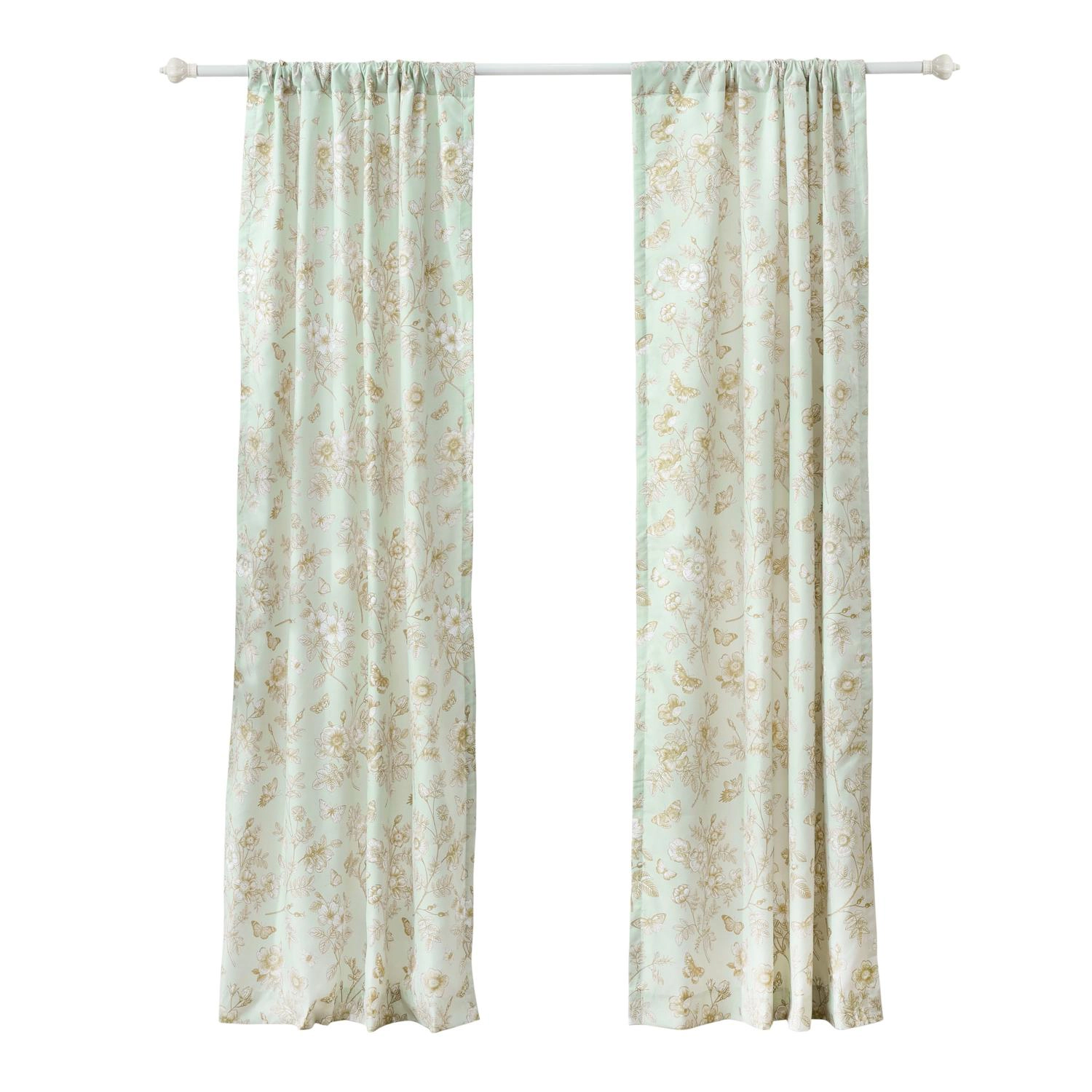 Greenland Home Fashions Olivia Light Filtering Semi Sheer 3" Rod Pocket Window Panel Pair 42" x 84" Mint