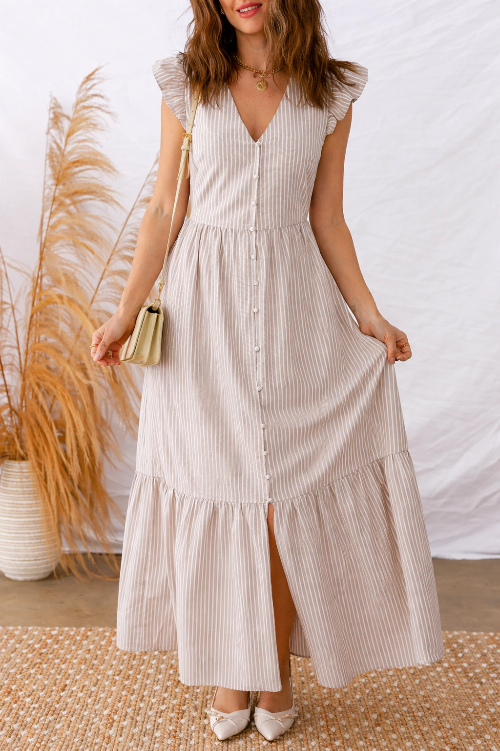 Threaded Pear Women's Kira Front Slit Maxi Dress