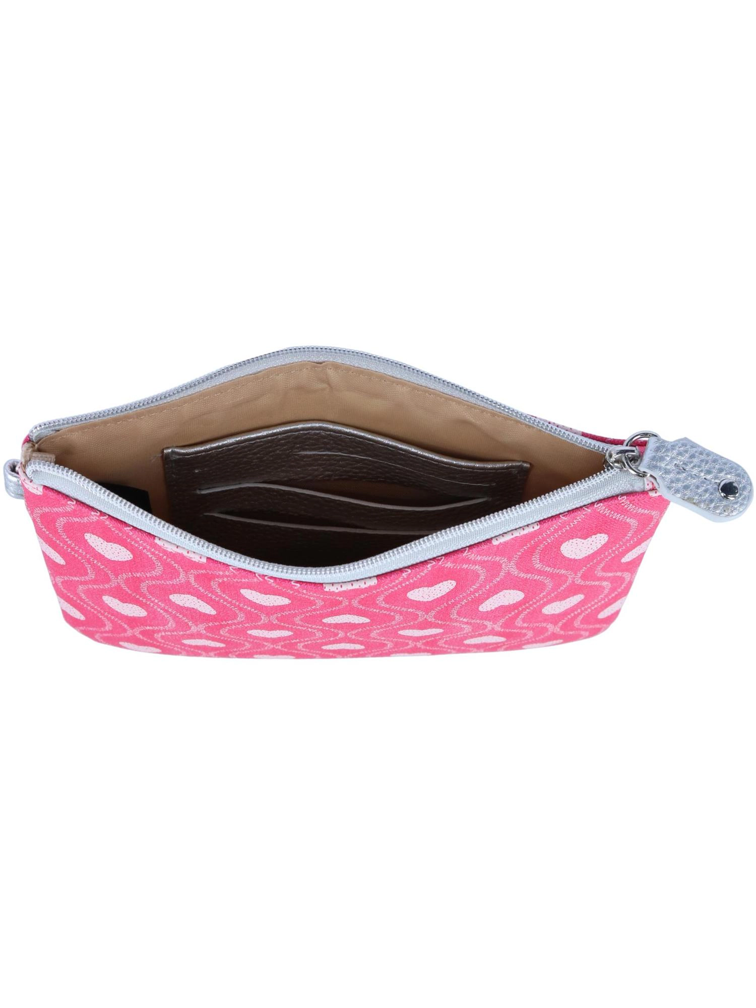 Buxton Women's Swervy Hearts Print Vegan Leather Wristlet Pouch