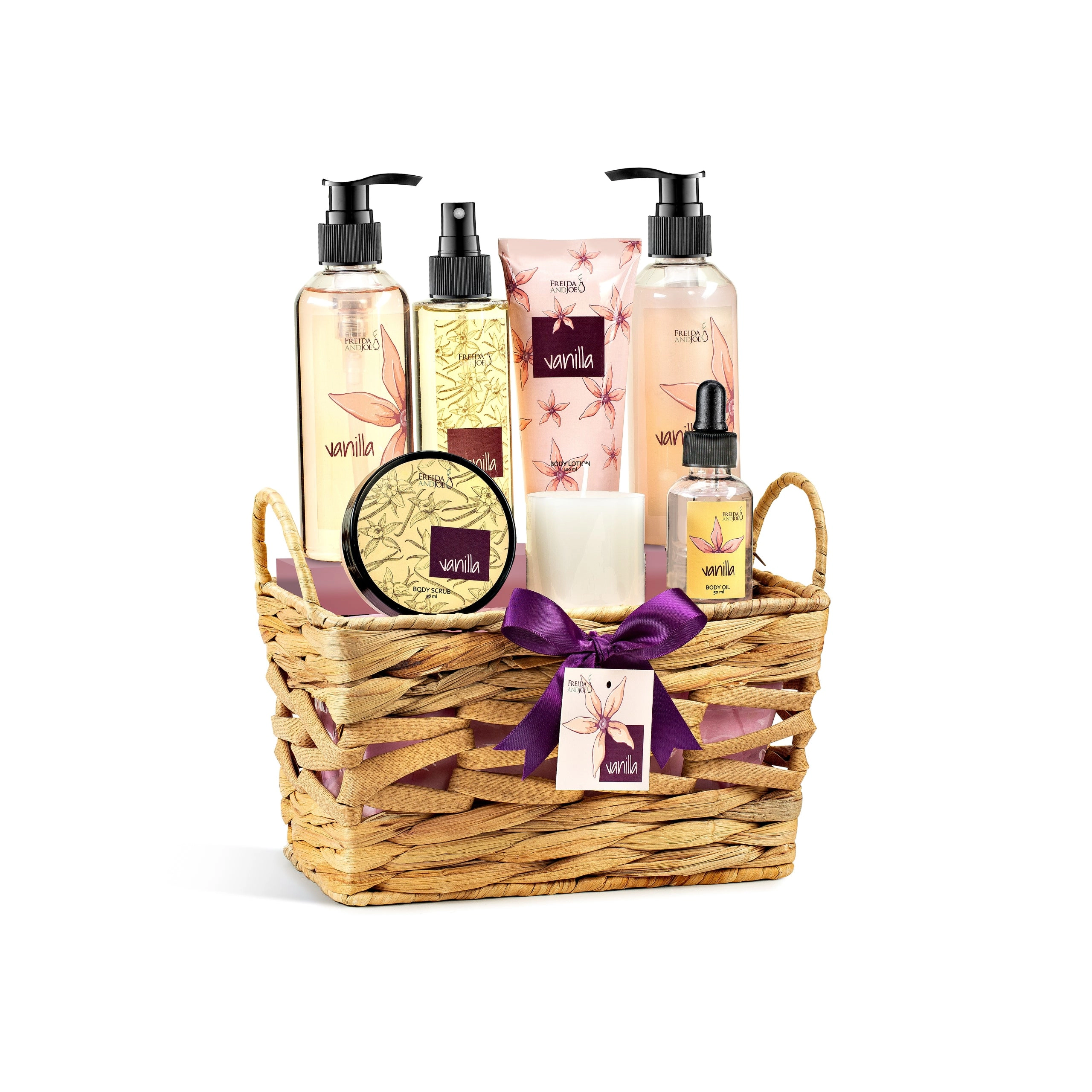 Vanilla Spa Gift Basket for Women – Bath & Body Set with Shower Gel, Bubble Bath, Body Lotion & Body Oil