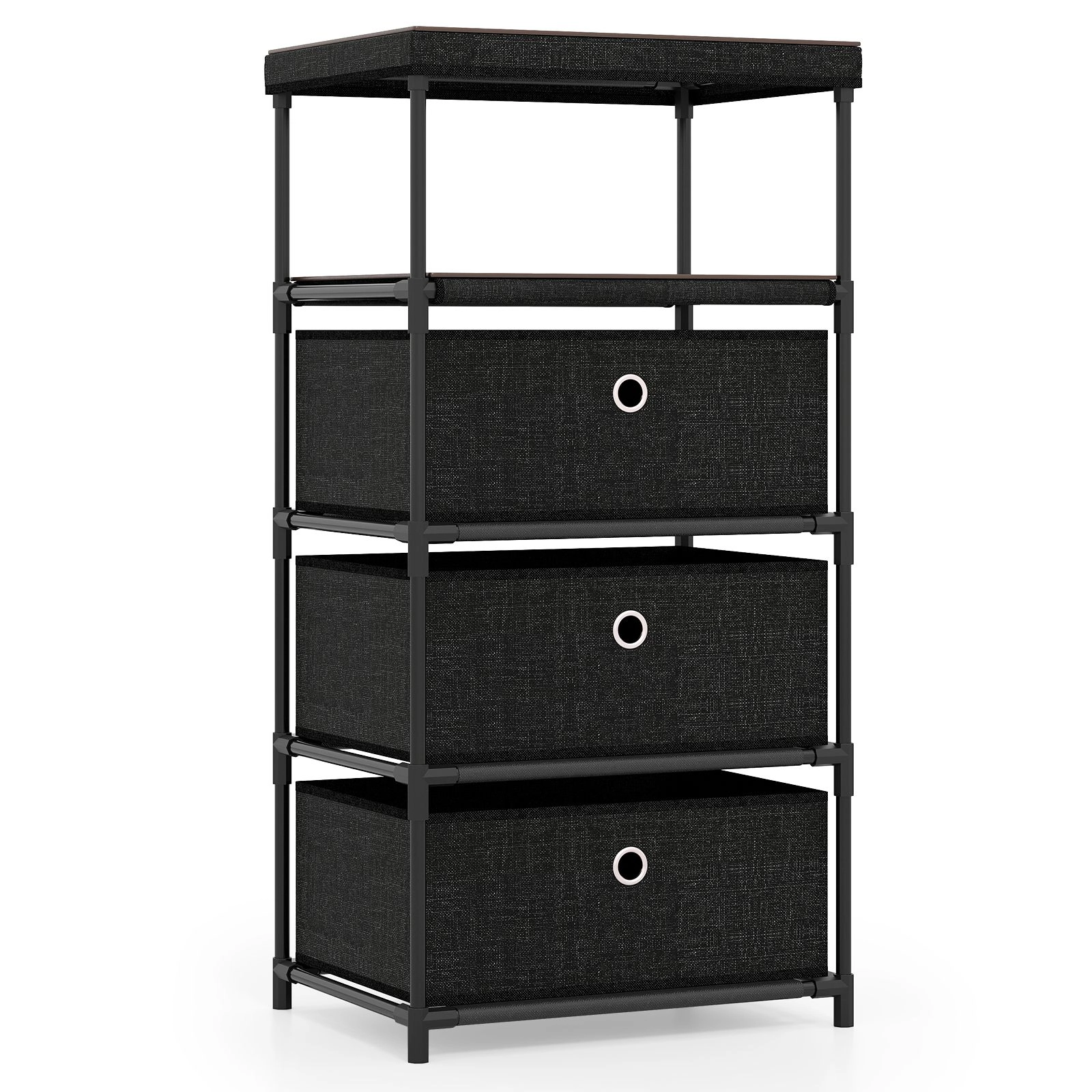 SlickBlue 3-Drawer Fabric Storage Cabinet with Wood Top