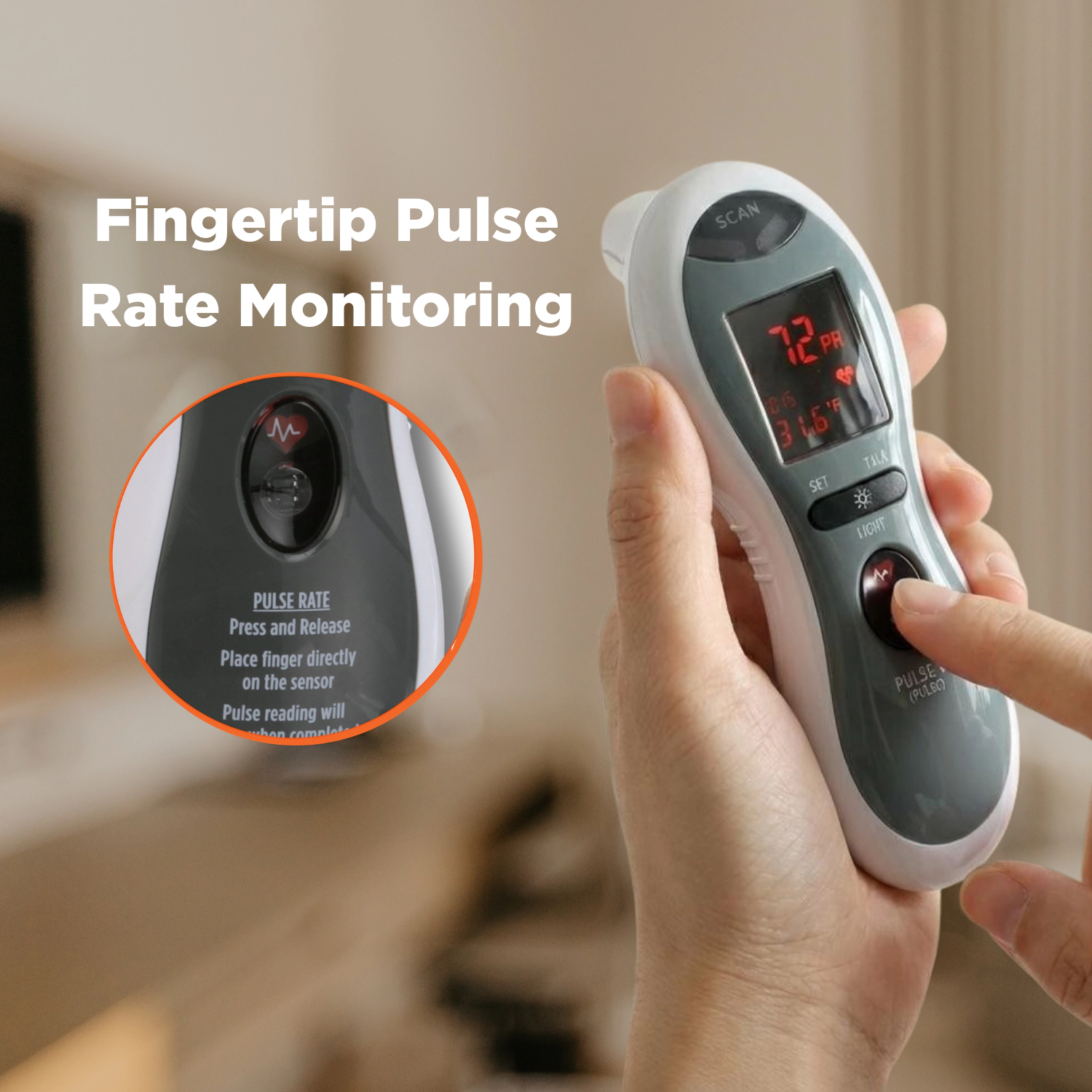 MOBI DualScan Ultra Pulse Ear & Forehead Talking Thermometer + Pulse Rate Monitor