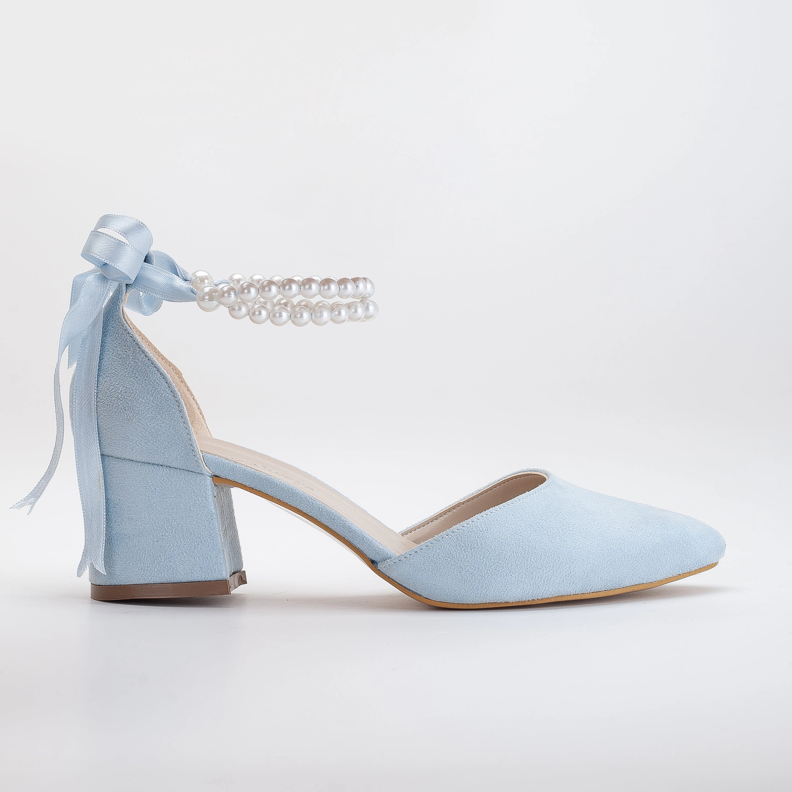 Forever & Always Womens Miranda Low Block Heels with Pearls