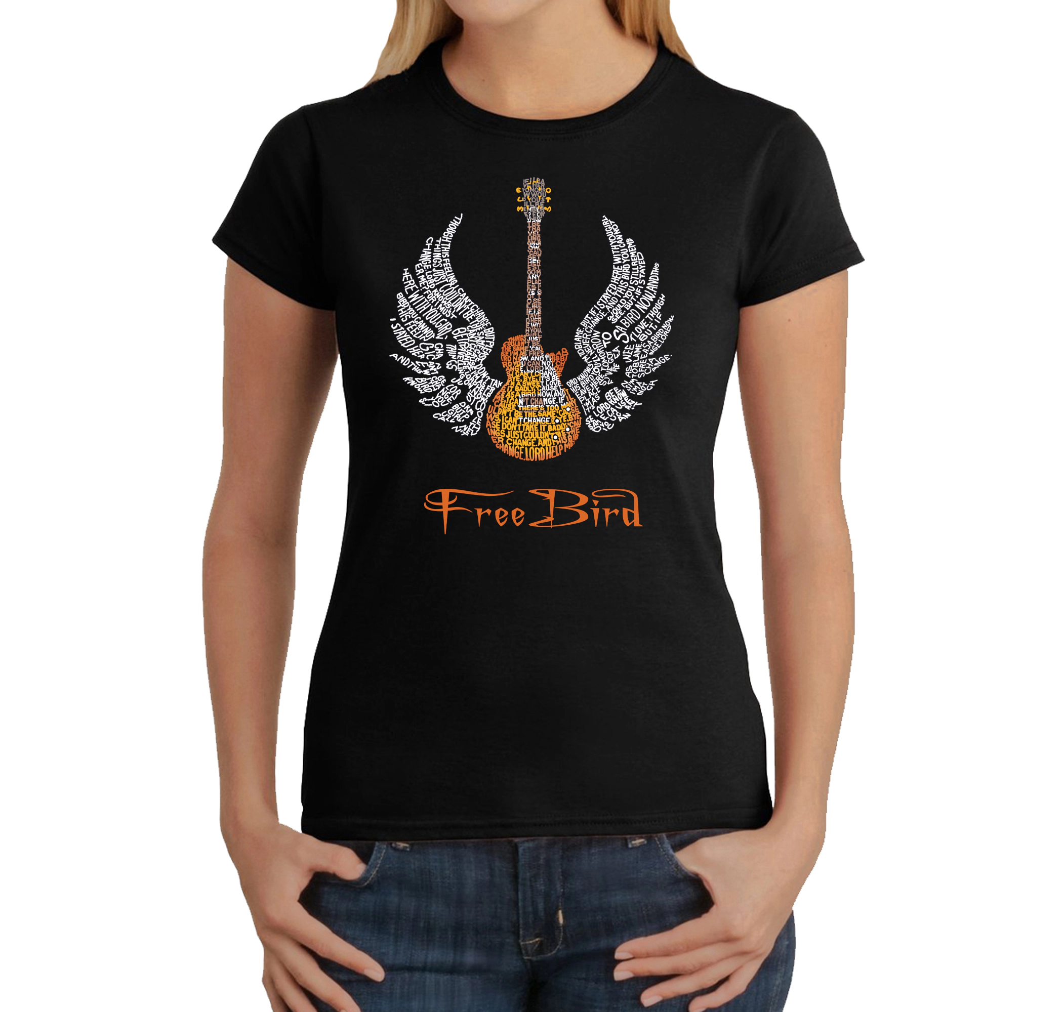 LA Pop Art Women's Word T-Shirt - Lyrics To Freebird