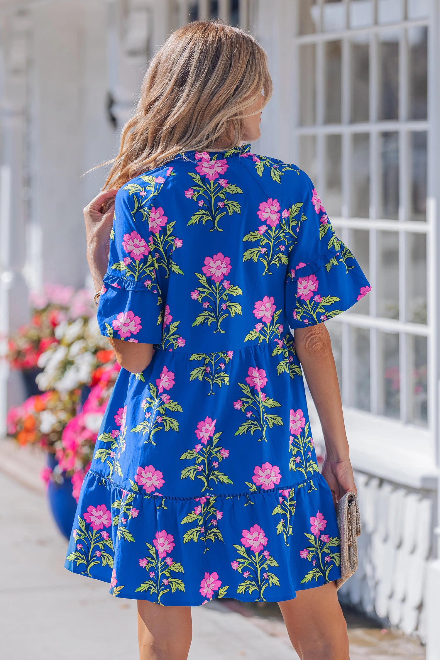 Threaded Pear Womens Lillian Sleeve Loose Flower Dress