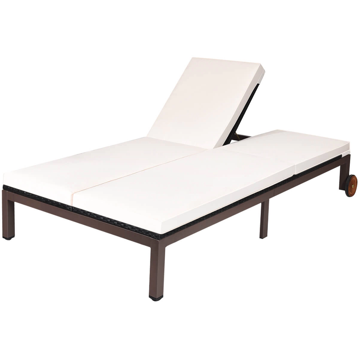 LJG 2-Person Patio Rattan Lounge Chair with Adjustable Backrest