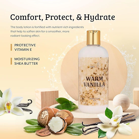 Freida and Joe Womens Warm Vanilla Fragrance Deep Moisturizing Body Lotion in 10oz Bottle