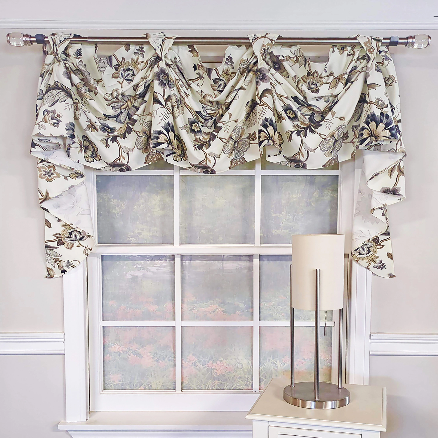 RLF Home Zanzibar 3-S Victory 100% Cotton Tab Top Swag Window Curtain 54" x 25" Gray