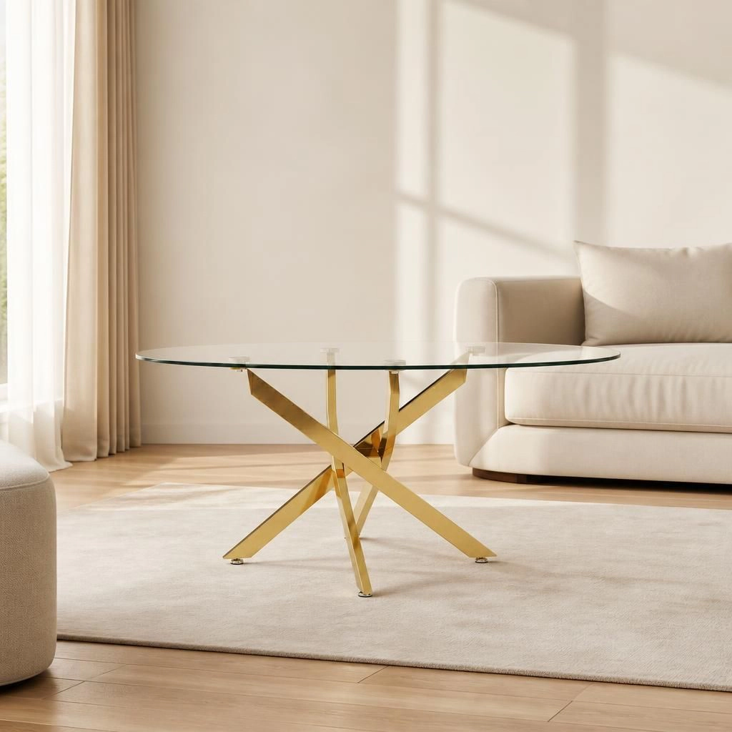 GOODSILO Low Profile Rectangular Dining Table with Glass Top