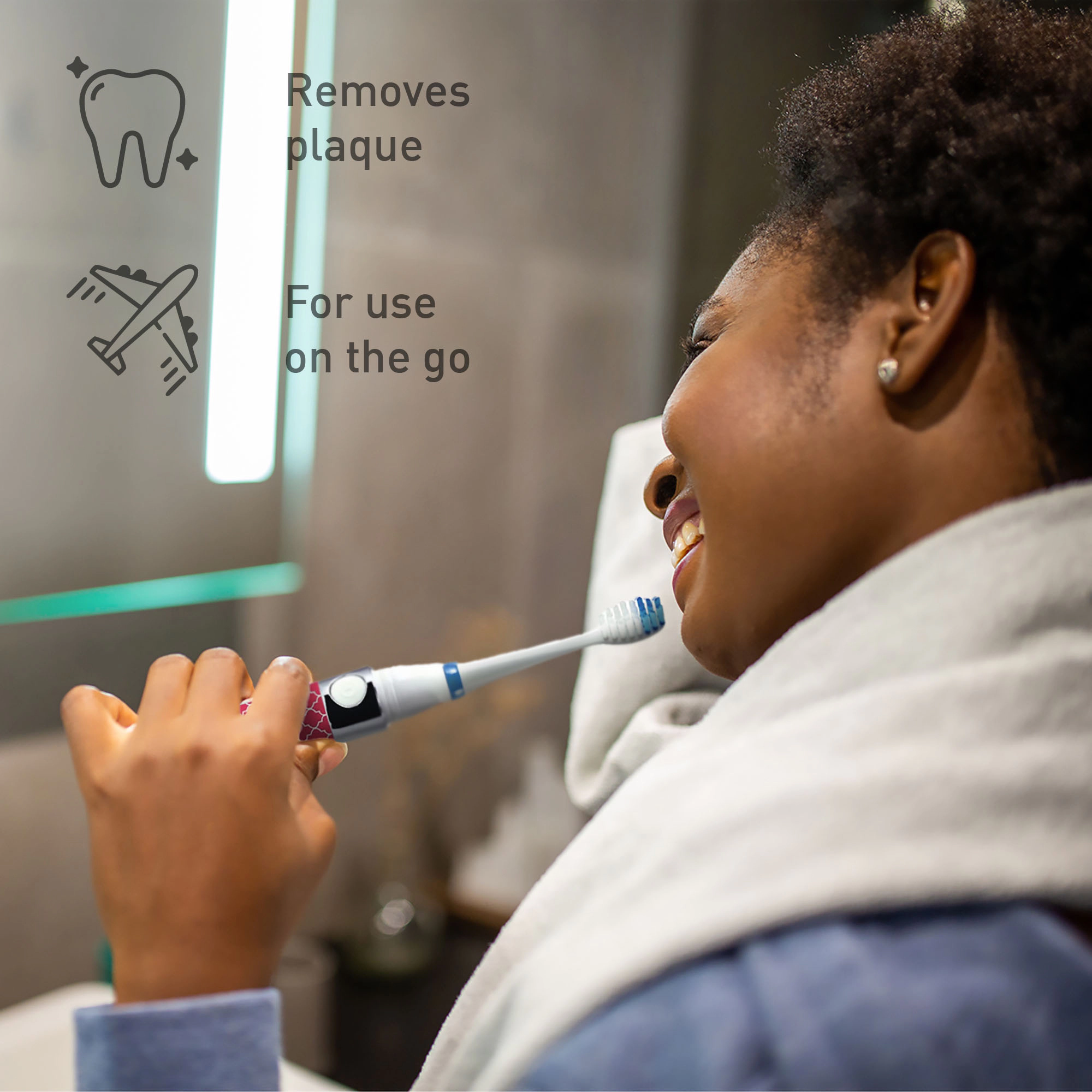 Pursonic Unisex Portable Sonic Electric Toothbrush Bundle – Rechargeable Travel Toothbrush Set with Replacement Heads
