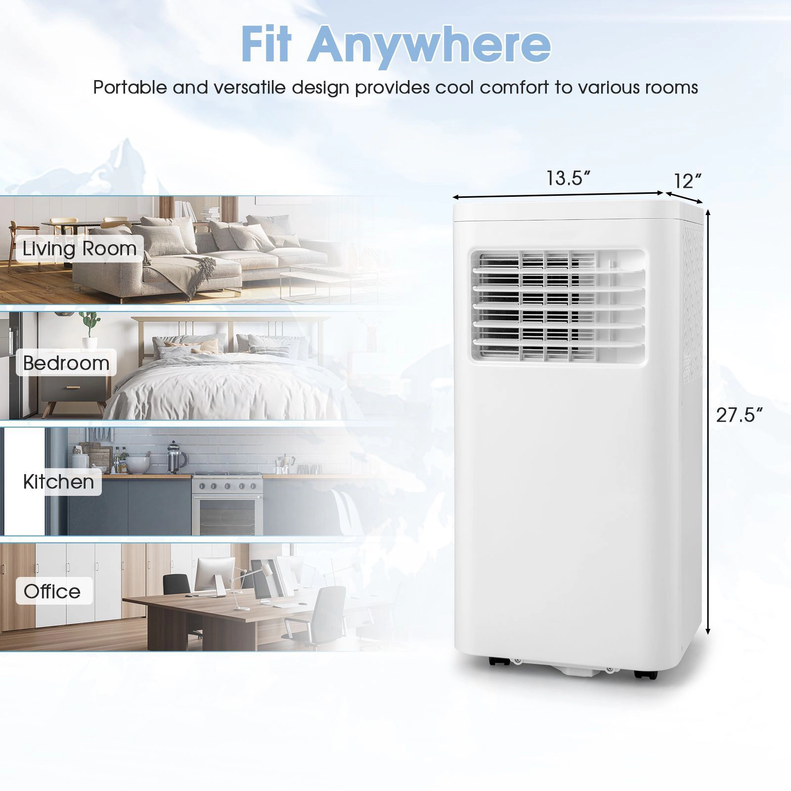 SlickBlue Portable AC with 3 Modes, Timer and Adjustable Louvers