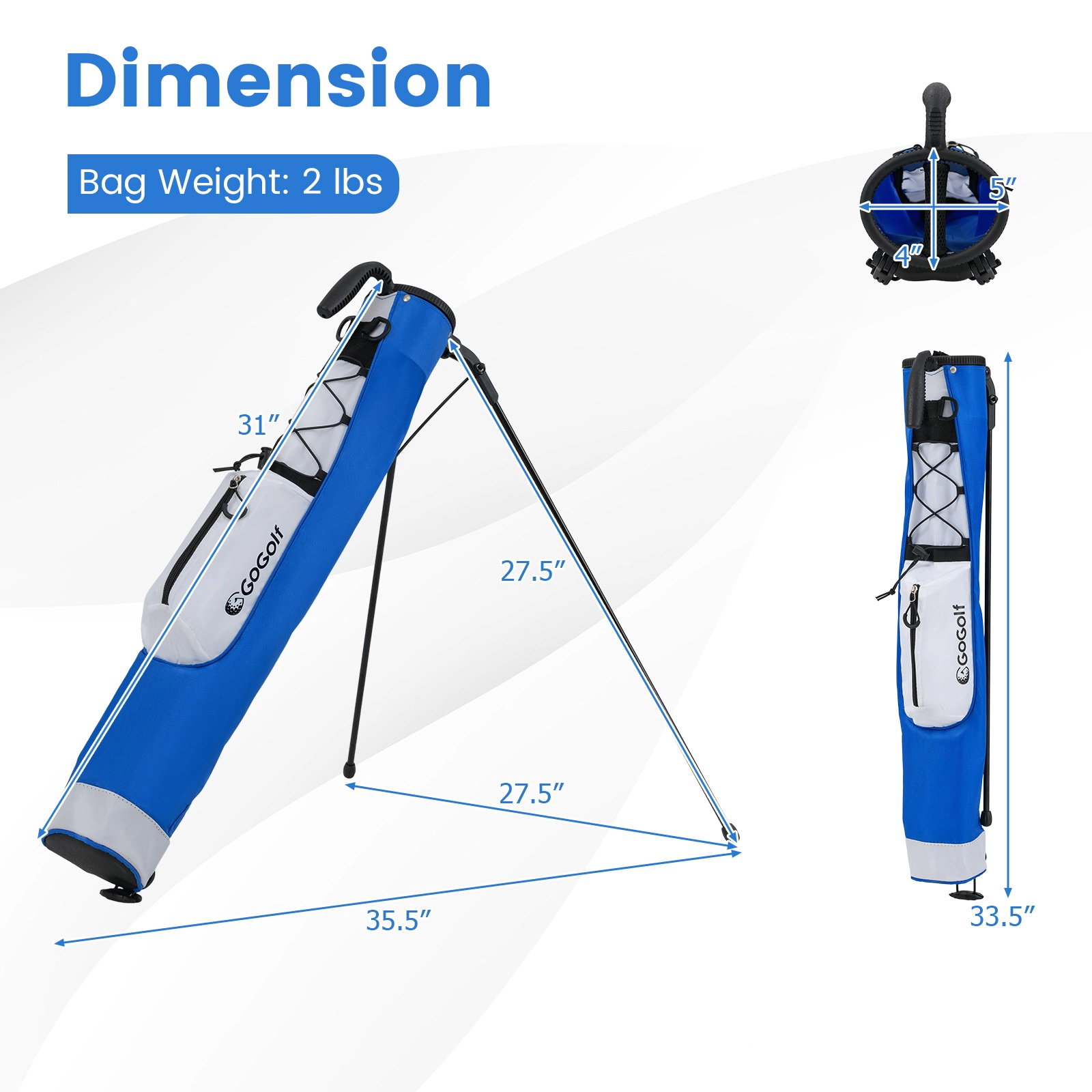 SUGIFT White Press-to-Stand Base Lightweight Golf Stand Bag for the Driving Range