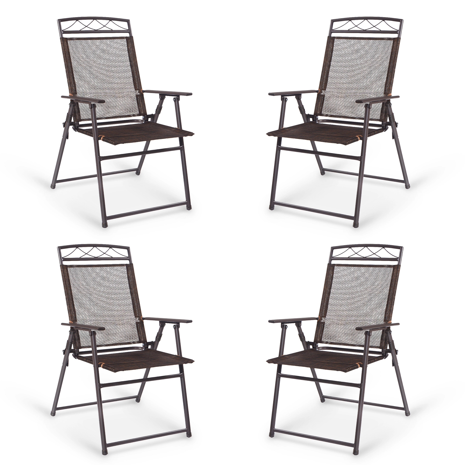 SlickBlue Set of 4 Folding Patio Chairs Steel Frame Camping Lawn Chairs