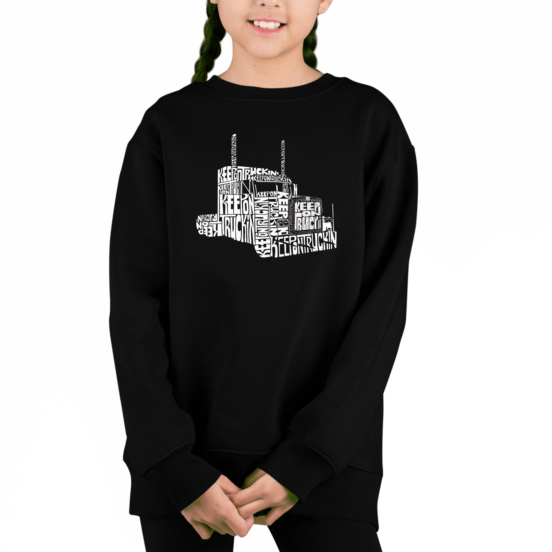 LA Pop Art Girl's Word Sweatshirt - Keep On Truckin'