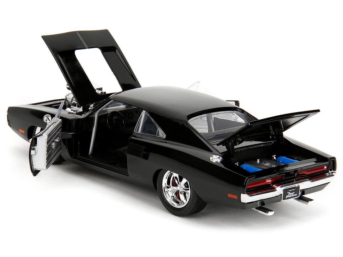 Jada 1970 Dodge Charger Black with Race Interior "The Fast and the Furious" (2001) Movie "25 Years of Fast &