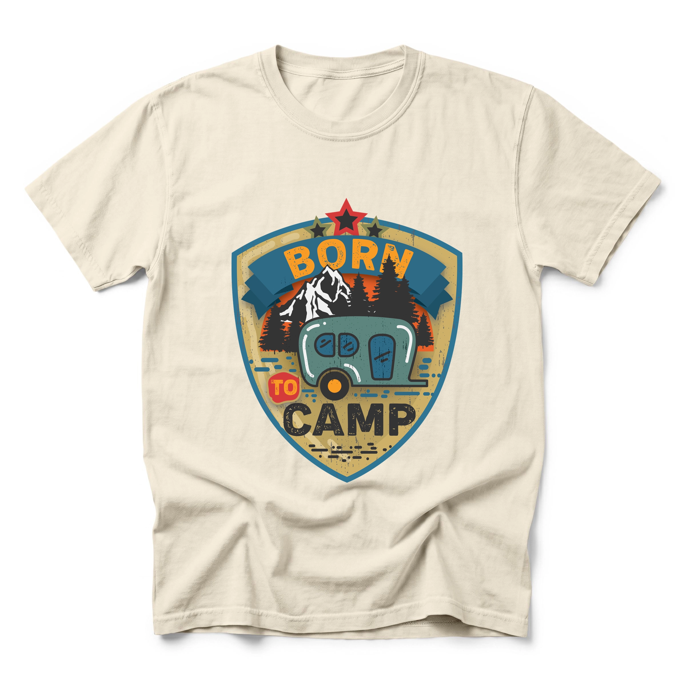 Simply Sage Market - Born To Camp Badge Men's Garment Dyed Graphic T-Shirt