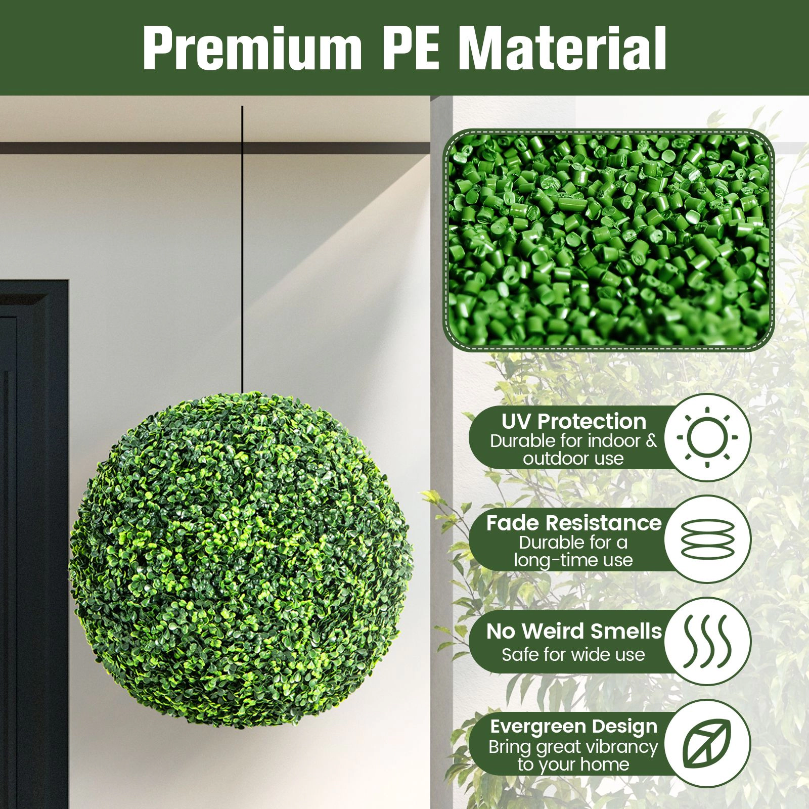 SlickBlue 2 Pieces 19 Inch Artificial Boxwood Topiary Balls for Decor
