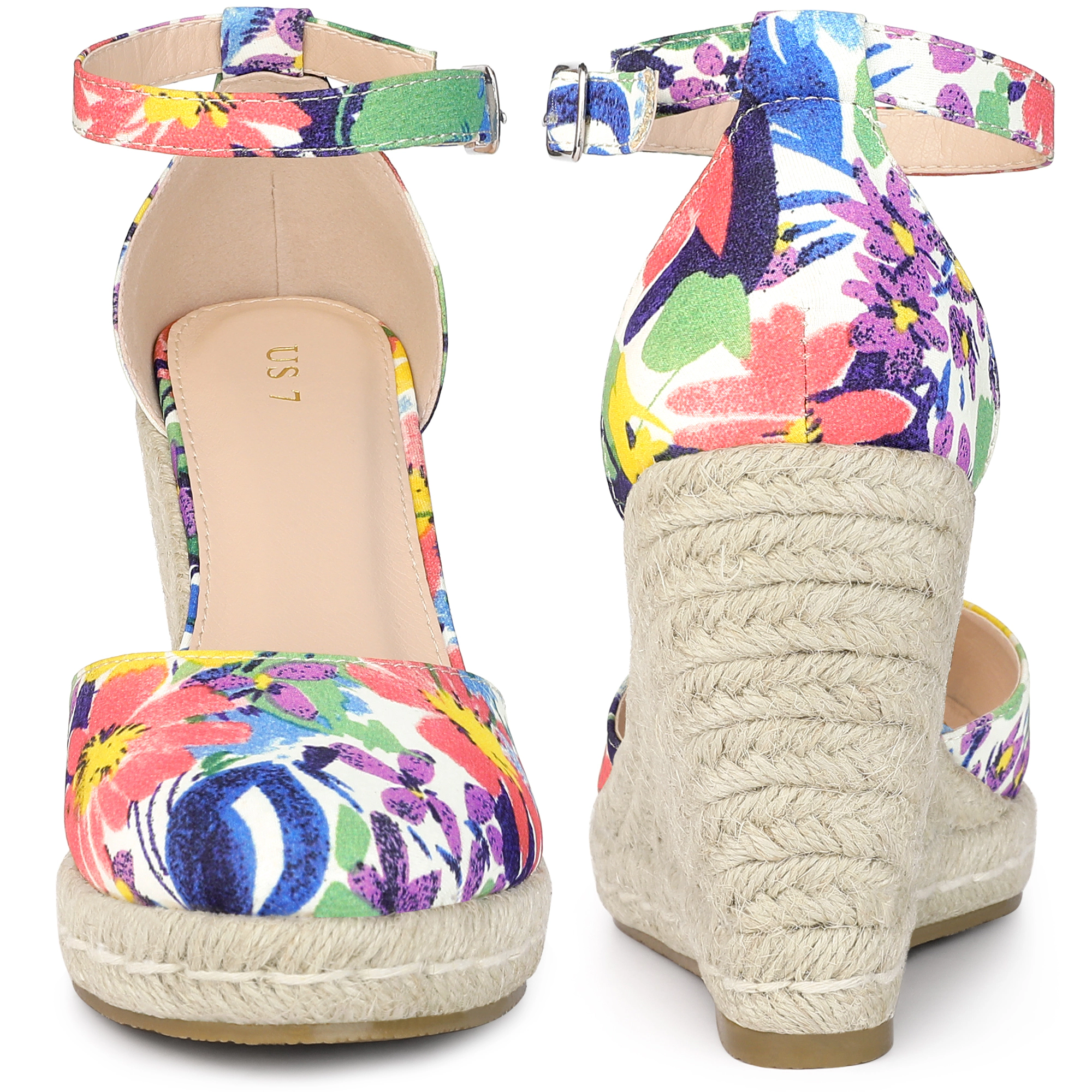 BLISSFUL STEP Women's Closed Toe Wedge Heel Ankle Strap Platform Espadrilles Sandals
