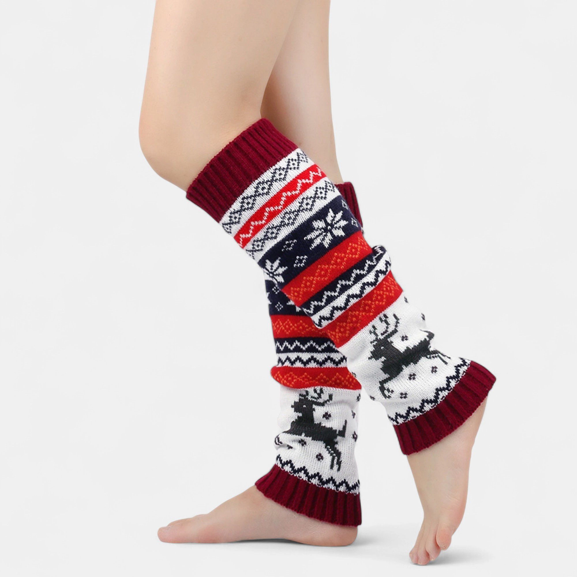 Anna-Kaci Women's Reindeer Snowflake Knit Winter Leg Warmers 15.5 x 5