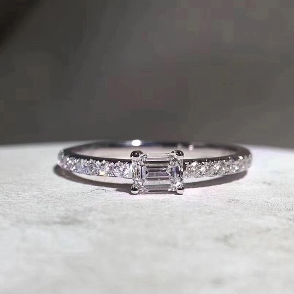 Wardrobe Whimsy Emerald Cut Cubic Zirconia Stacking Promise Ring for Women