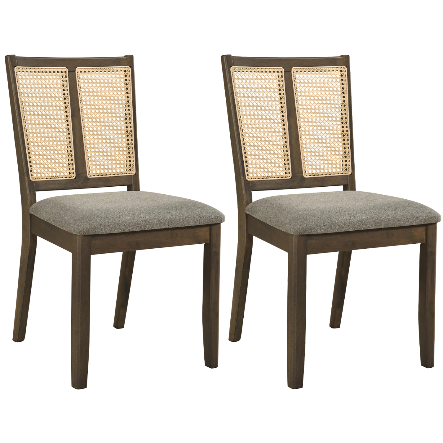 LJG Rattan Dining Chairs Set of 2 with Curved Backrest & Padded Seat for Room