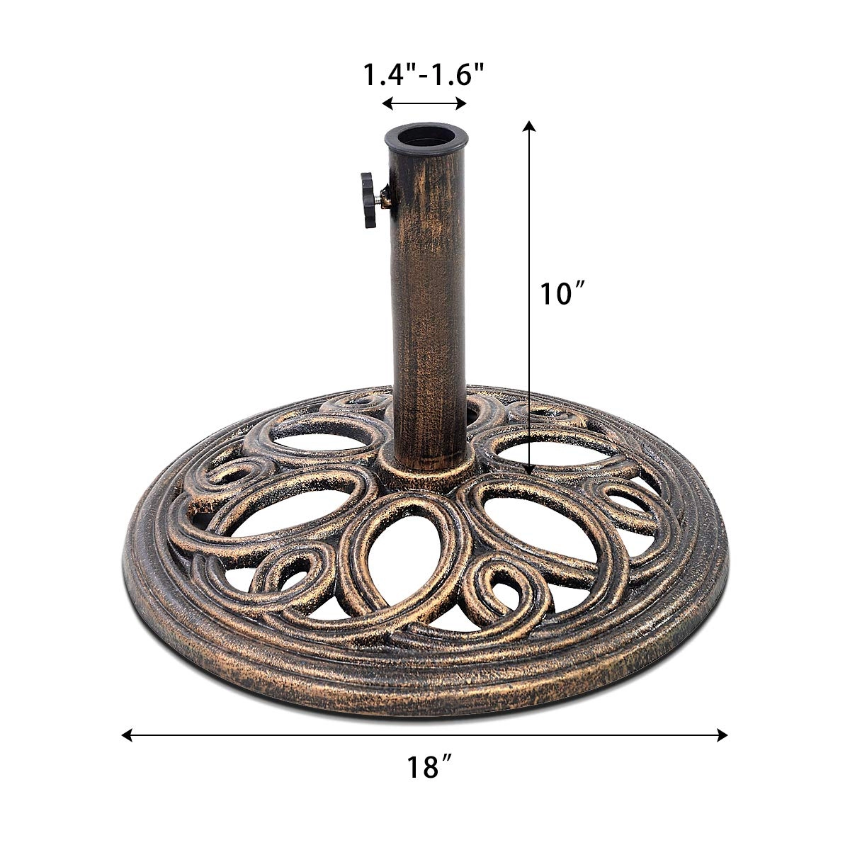 Slickblue Bronze Cast Iron Market Umbrella Base for Outdoor Dining and Seating Areas