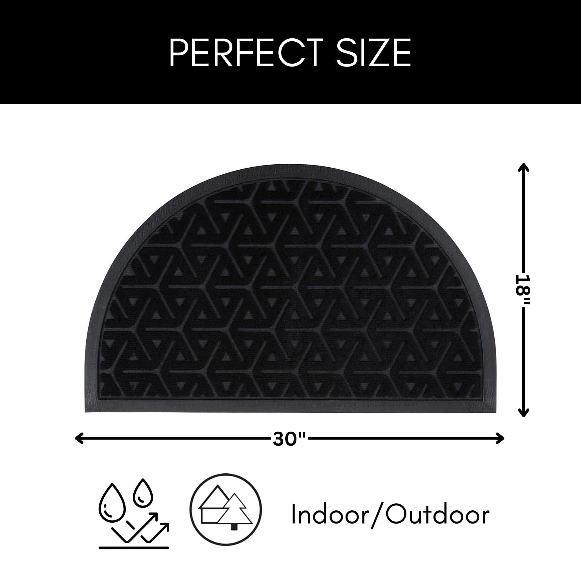 Evideco French Home Goods Black Wilson Polyester Doormat 30 x 18 Inches