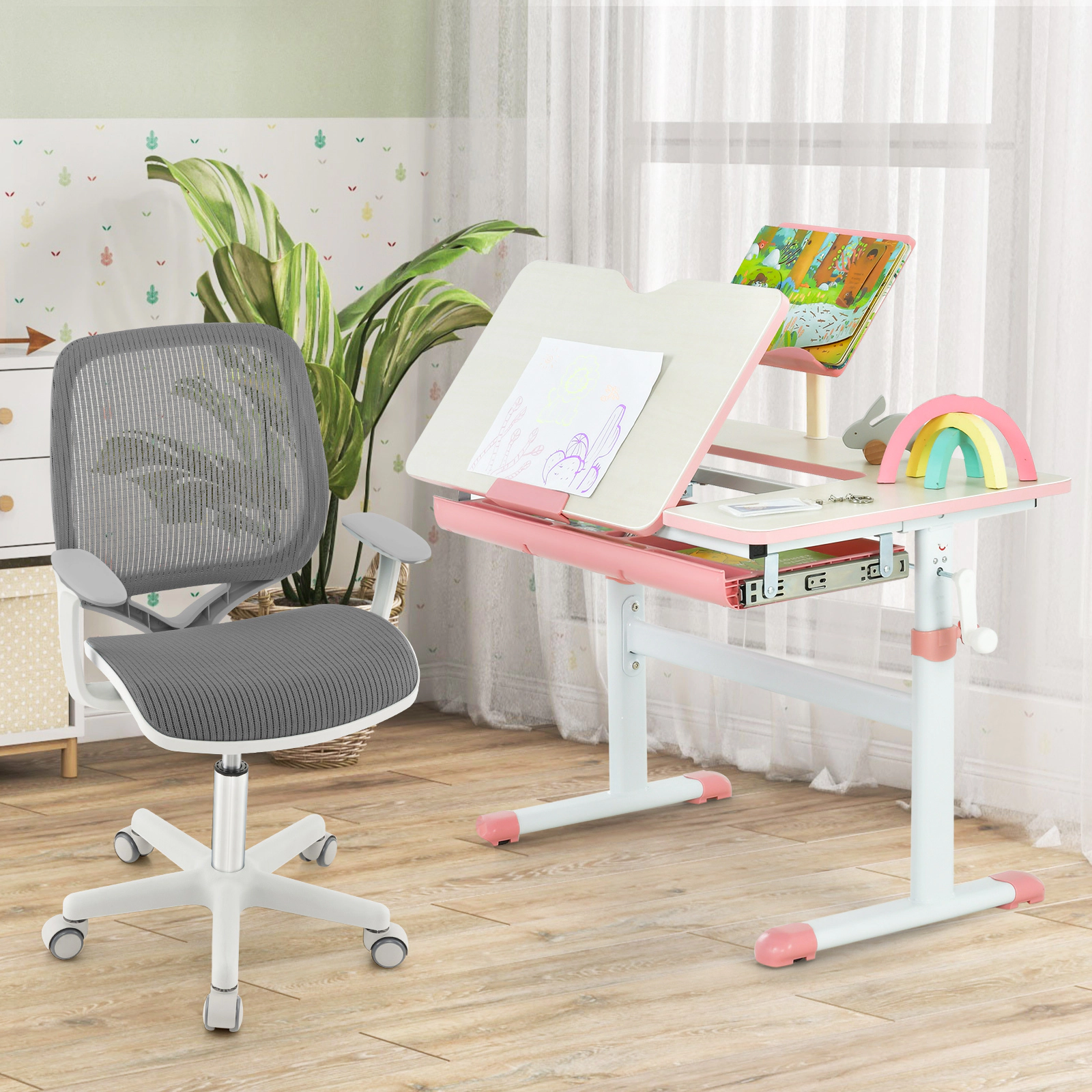 SUGIFT Adjustable Height for Ages 6-15 330-lb Swivel Mesh Kids Computer Chair