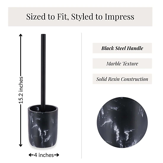 Evideco Marble-Effect Polyresin Toilet Brush Set, 2-Piece