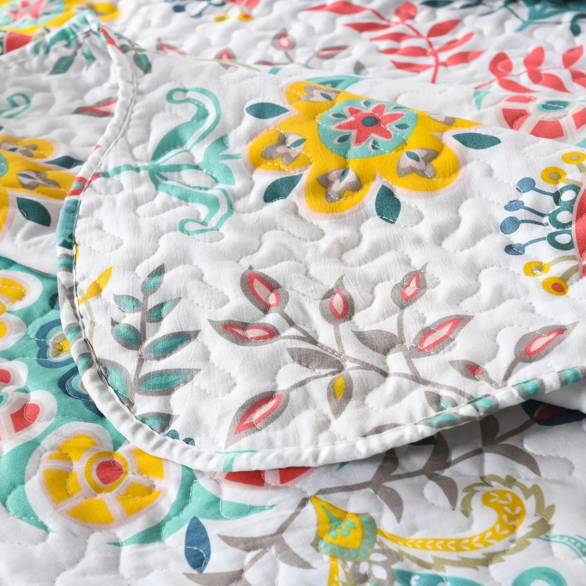 MarCielo 3 Piece Boho Floral Quilt Set, Medallion Bedspread Set