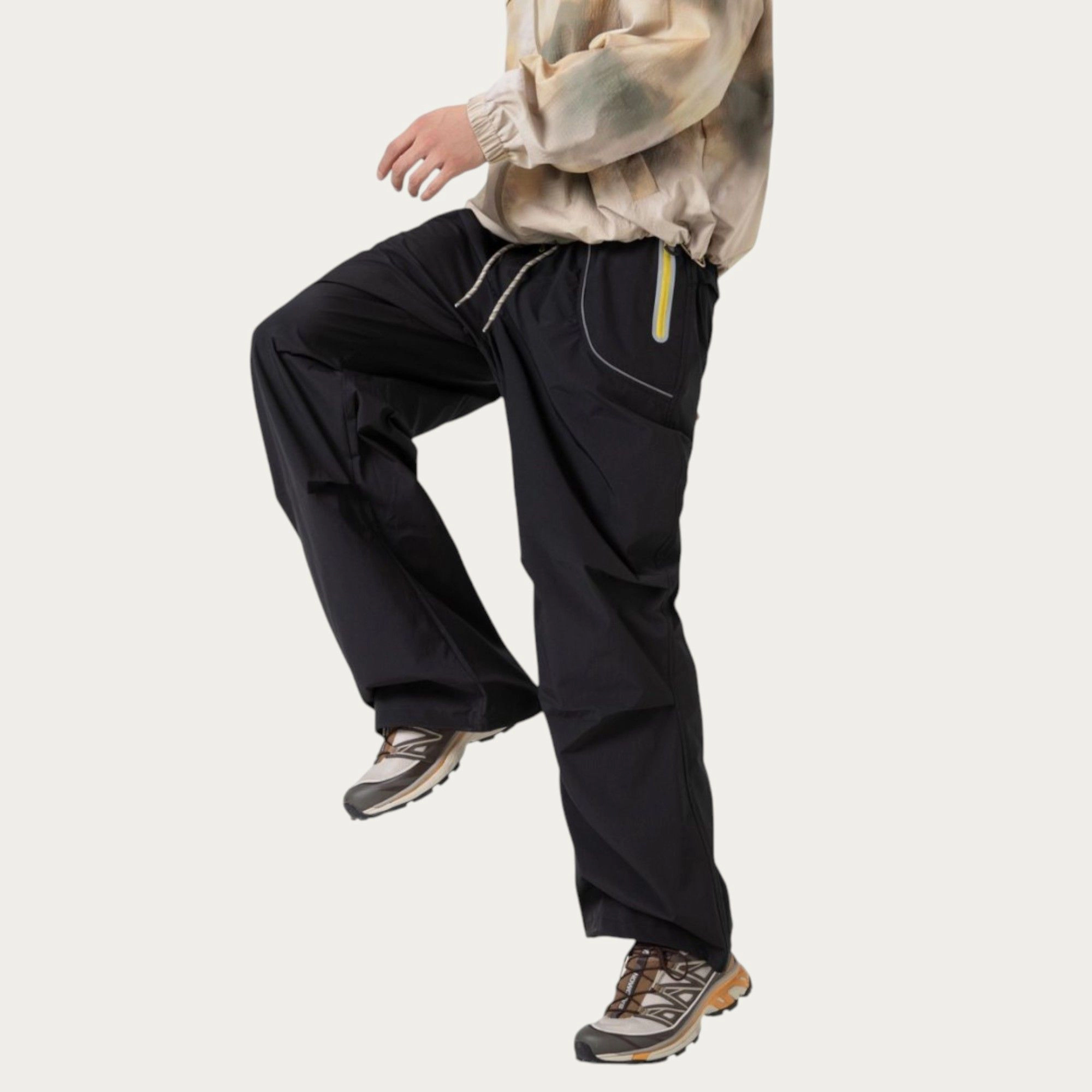Anna-Kaci Men's Wide-Leg Cargo Pants with Oversized Pockets and Adjustable Drawstring Waist
