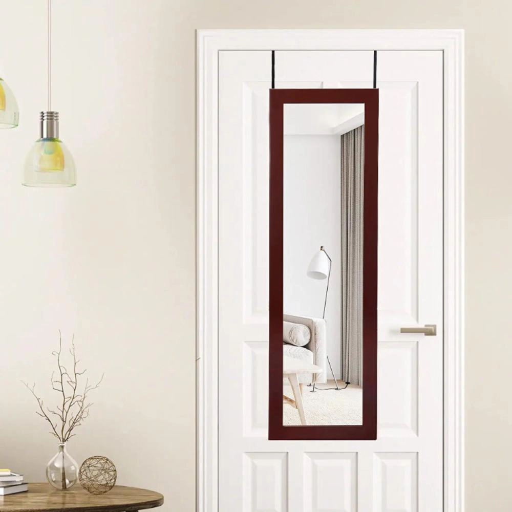 Hivvago Lockable Wall Door Mounted Mirror Jewelry Cabinet w/LED Lights