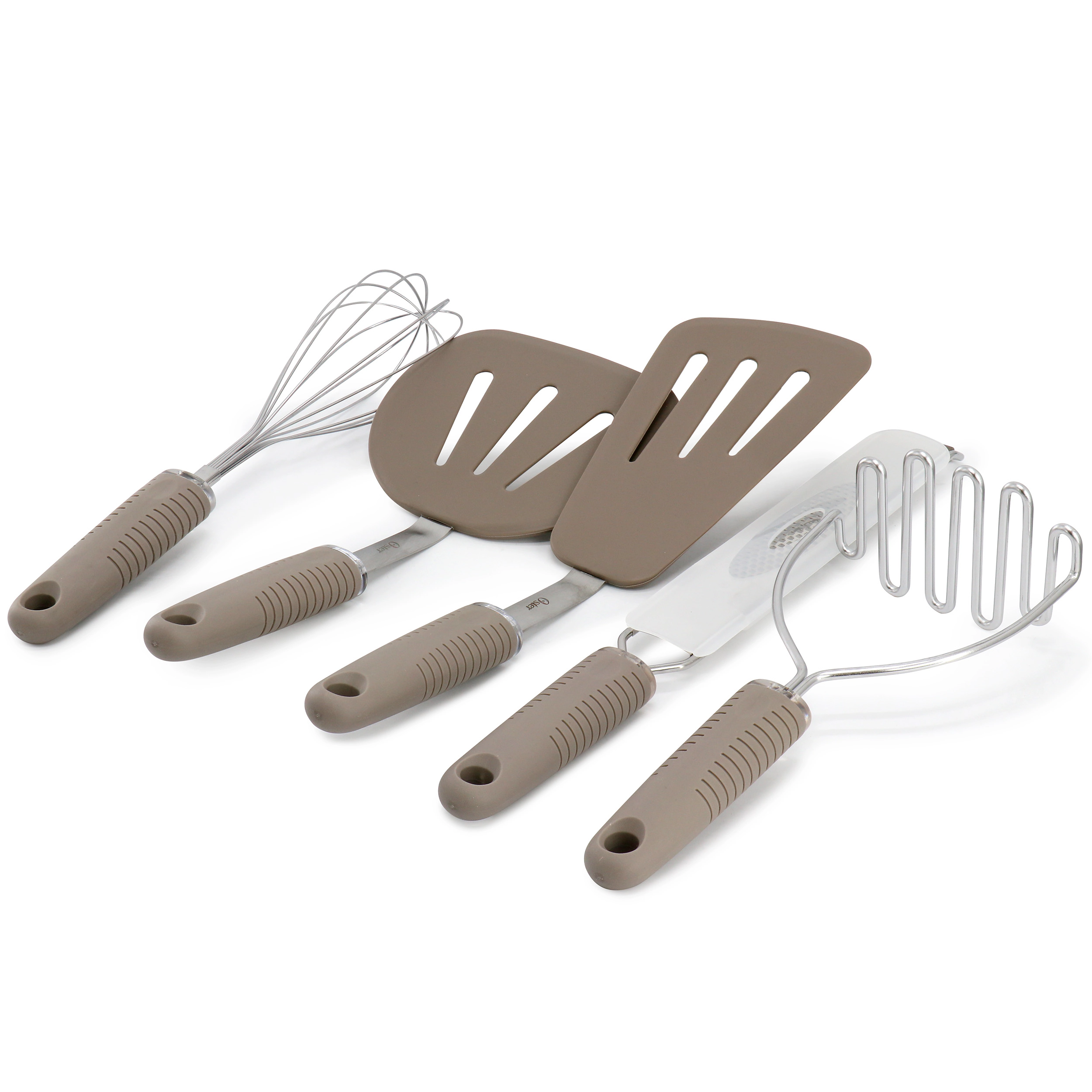 Oster Newcrest 5 Piece Prep and Cook Kitchen Tool Set in Taupe