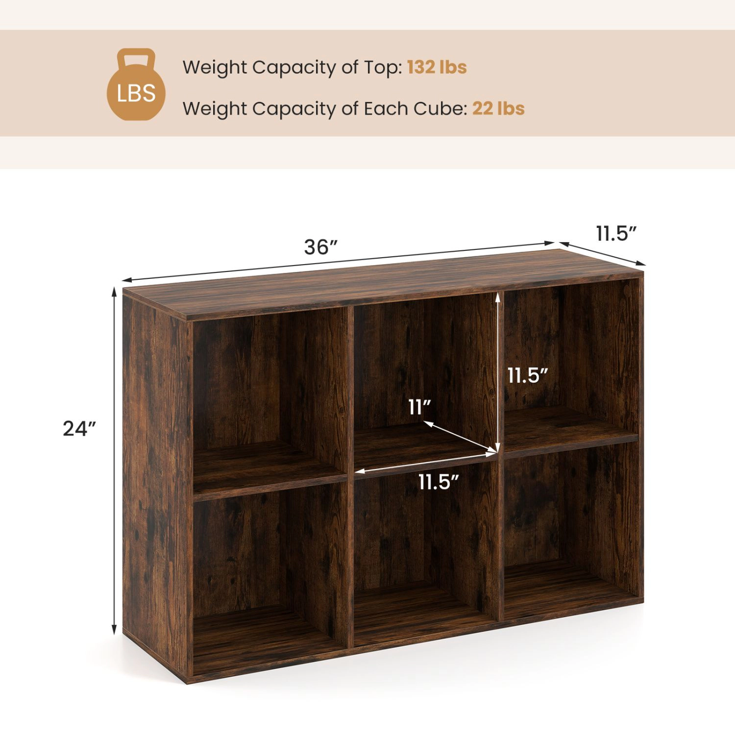 SlickBlue 6 Cube Bookcase with Open Storage Shelves for Home Organization