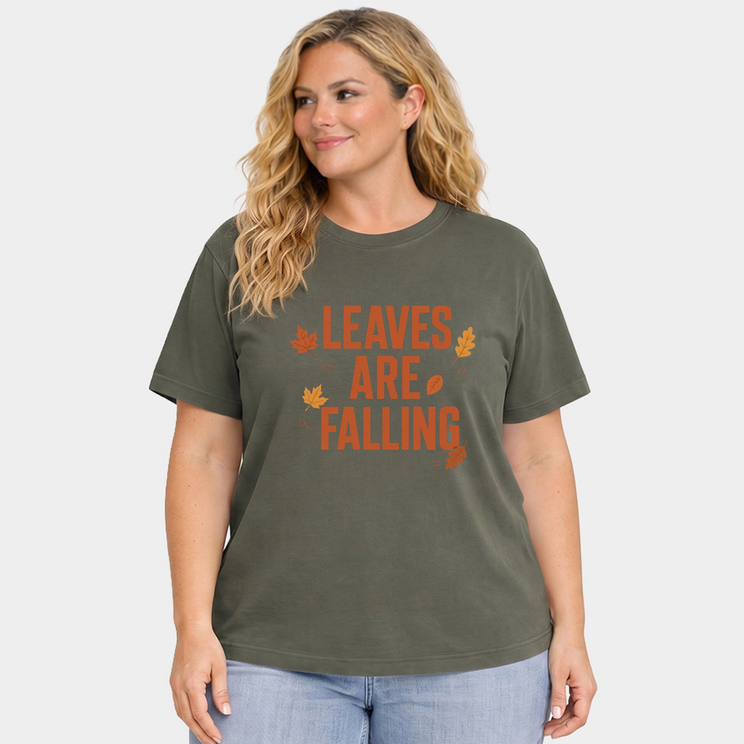 Simply Sage Market - Women's Plus Garment Dyed Tee - Leaves Are